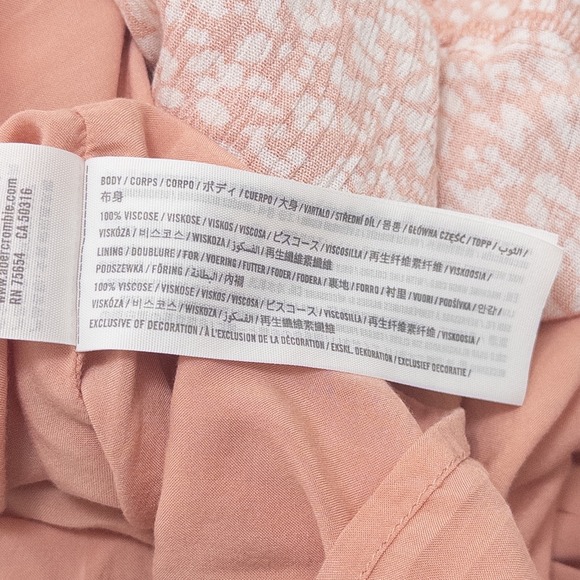 Abercrombie & Fitch Peach White Mini Dress Women's Small Tie Neck - Picture 15 of 16